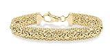 Miabella Italian 18K Gold Over Sterling Silver Byzantine Beaded Mesh Link Chain Bracelet for Women 925 Handmade in Italy (8.00 Inch)