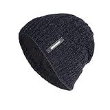 JEUROT Knit Beanie Hats for Women Men Soft Cotton Beanie Trendy Fuzzy Lined Warm Beanies Hat Fleece Watch Cap Trendy Ribbed Chunky Cap Christmas Stocking Stuffers for Women Men Navy