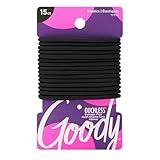 Goody Ouchless Elastic Hair Ties - 15 Ct, Black, 4MM Rubber Bands for Hair, Pain-Free Hair Accessories for Women & Men, Made for Long-Lasting Braids, Ponytails & More, All Hair Types