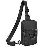 DEYACE Small Sling Bag for Men, Tactical Inspired Waterproof Utility EDC Mini Crossbody Chest Bag for Travel Work Sport (Black)
