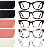 XXZQRYHN Oprah Style Reading Glasses for Women Men Blue Light Blocking 5 Pack Square Fashion Readers with Spring Hinge Computer Eyeglasses(Mix2, 2.75x)