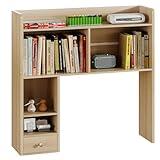 ChooChoo Desktop Bookshelf, 36.4" Tall Countertop Desk Hutch with 5 Shelves and 1 Drawer for Computer Desk, Desk Shelf Organizer for Dorm Office Home,Natural