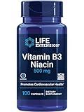 Life Extension Vitamin B3 Niacin 500 mg – Niacin (Vitamin B3), Supports Heart Health, Promotes cellular energy production – Gluten-Free, Non-GMO – 100 Capsules