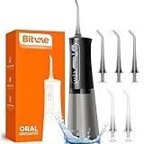 Bitvae Water Dental Flosser for Teeth, Cordless Water Teeth Cleaner Picks, 3 Modes 5 Intensities, IPX7 Waterproof, Rechargeable Water Dental Picks for Cleaning - Black