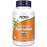 NOW Foods Supplements, Certified Organic, Spirulina 1000 mg (Double Strength), Rich in Beta-Carotene (Vitamin A) and B-12 with naturally occurring GLA , 120 Tablets