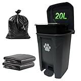CCAATVG 20L/5Gallon Dog Poop Trash Can Outside with Waste Bags Outdoor Dog Poop Trash Can for Backyard with Lid Odorless Waterproof Foot Pedal and Removable Inner Bucket