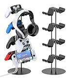 Kytok Controller Stand 4 Tiers with Cable Organizer for Desk, Universal Headphone Stand Compatible with Xbox PS5 PS4 Nintendo Switch, Headset Holder & Desk Mounts for 8 Packs Controller