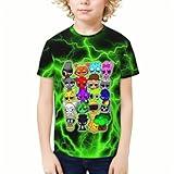 Boys Girls Short Sleeve T Shirts Crewneck Fashion Graphic 3D Printed Novelty Tops X-Small (US, Age, 6 Years, 8 Years, Green)