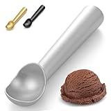 CUNSENR 7 inch Ice Cream Scoop - One-Piece Nonstick Aluminum Ice Cream Scooper - Professional Metal Ice Cream Spoon - Durable, Easy to Use & Clean - Lightweight Cookie Spoon - Scoop Ice Cream (Sliver)