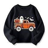 HQHKEPWA Toddler Halloween Sweatshirt 2t Boys Pumpkin Ghost Bat Truck Girls Kids Shirt Cotton Long Sleeve Graphic Top