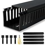 RJYKVS Cable Raceway, 95" Open Slot Cable Management Kit with Upgraded Snap Structure,Wire Cover Cord Hider for Under Desk&Industrial Network/PC/TVs- 23.6" X 1.97" X 2.4" X 4PCS (LWH,Black)