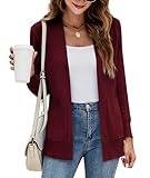 Women's Cardigan Sweater Blazer Jacket Red Sweaters Womens Fall Fashion Clothes Burgundy Large