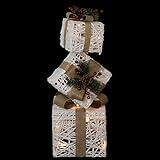 Northlight LED Lighted Stacked Gift Boxes Christmas Decoration - 25.25" - White and Beige