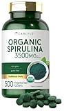 Carlyle Organic Spirulina Tablets 3500mg | 500 Count | Non-GMO & Gluten Free