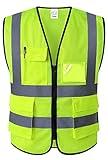 XIAKE 5 Pockets Mesh High Visibility Reflective Safety Vest for Men and Women Work Construction Vest(X-Large,Yellow)