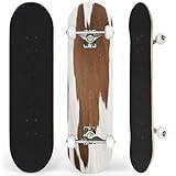Complete Skateboard with Cowhide Calf Beginner Skateboard 7-Layer Maple Wood Double Kick Concave Skateboards for Kids, Adults, Teens 31" x 8"