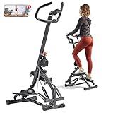 Sunny Health & Fitness Stair Stepper w/Handlebar, Extended Step Range Machine for Climbing Exercise, Compact, Height-Adjustable, Low-Impact & SunnyFit® App Enhanced Connectivity – SF-S021001