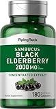 Piping Rock Elderberry Capsules | 2000 mg | 180 Pills | Sambucus Herbal Extract Supplement | Concentrated Extract | Non-GMO, Gluten Free