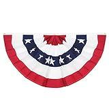 Anley USA Pleated Fan Flag, 3x6 Feet American US Bunting Flags Patriotic Stars & Stripes - Sharp Color and Fade Resistant - Canvas Header and Brass Grommets - United States 3 x 6 Feet Half Fan Banner