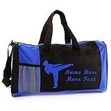 KishKesh Personalized Kids Sports Duffel Bag – Ideal for Martial Arts, Gym, Travel, Training & Workout for Female – Durable, Costumizable Name & Text – Blue, 18" x 10" x 8"