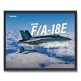 Wallbuddy F/A-18E Super Hornet Poster | Boeing Carrier-Based Multirole Fighter Jet | U.S. Navy Aviation Art Print for Pilots, Aerospace and Military History Enthusiasts | Black Framed 12x16 inches