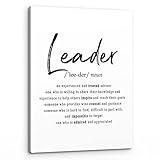 PHAMTE Leader Motivational Wall Art, Leadership Gifts, Great Leader Definition Print Framed Canvas Painting Artwork Home Bedroom Boss Room Office Decor,Best Team Leader Gifts (11x14inch) (white-1)