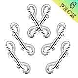 Bolt Snaps Double Ended Hook 6 Set 3.5inch/90mm Zinc Alloy Trigger Metal Clips for Key Chain Dog Leash Horse Pet Sling Feed Buckets