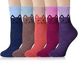 YSense 5 Pairs Womens Wool Socks Thick Knit Warm Winter Socks Cozy Comfy Socks Gifts for Women