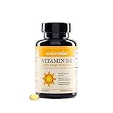 NatureWise Vitamin D3 5000iu (125 mcg) Healthy Muscle Function, and Immune Support, Non-GMO, Gluten Free in Cold-Pressed Olive Oil, Packaging Vary ( Mini Softgel), 200 Count