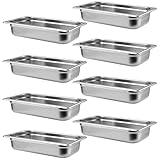 SOUJAP 8 Pack Steam Table Pan 1/3 Size x 2.5 Inch Deep, Stainless Steel Anti-Jamming Food Cooking Pan, Steam Table Pan, Hotel Pan for Buffet, Restaurants, Catering Supplies