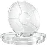 PLASTICPRO 6 Sectional Round Plastic Serving Tray/Platters Clear Pack of 2