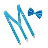 Man of Men Blue Bow Ties for Men, Baby Blue Bow Tie and Suspenders for Men, Men’s Bow Ties and Blue Suspenders for Wedding, Kentucky Derby, Light Blue Bow Tie and Suspenders, Tirantes Para Hombre