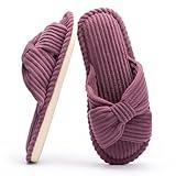 Chantomoo Slippers for Women Memory Foam House Slides for Woman Home Bedroom Bathroom Spa Wedding Travel Hospital Open Toe Corduroy Slippers Anti Slip Cozy Comfortable Red Orange Size5.5 6 7