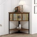 Giofanzo Solid Wood Corner Cabinet with Storage - Entryway Cabinet with Storage, Small Space Solution for Living Room, Apartment, Rustic Cabin Style Accent Table (Natural Blue)
