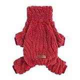 Fitwarm Turtleneck Fleece Dog Sweater Pajamas, Warm Winter Dog Clothes for Small Dogs Boy Girl, Fuzzy Pet Onesie with Feet, Red, XS