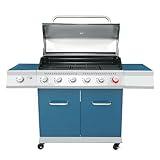 Royal Gourmet GA6402B 6-Burner Propane Gas Grill with Side Burner and Warming Rack, 74,000 BTUs, Cabinet Style Outdoor BBQ Grill for Barbecue Grilling & Backyard Cooking, Blue