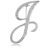 ETHOON Letter Brooch Pins Initial Rhinestone Brooch for Women Crafts Silvery J