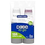 Dixie To Go Medium Paper Coffee Cups With Lids, 12 Oz, 156 Count, Disposable Cups For On-The-Go Hot Beverages