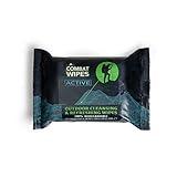 Combat Wipes ACTIVE Outdoor Wet Wipes - Extra Thick Camping Gear, Biodegradable, Body & Hand Cleansing/Refreshing Cloths for Backpacking & Gym w/Natural Aloe & Vitamin E (25 Wipes)