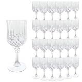 LEYIQU Plastic Wine Glasses，Plastic Goblets Vintage Style Cordial Drinking Glasses for Wedding Reception, Grand Event Party Supplies (24, transparent)