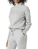 Amazon Essentials Women's Soft Touch Funnel Neck Cable Sweater, Grey Heather, Medium