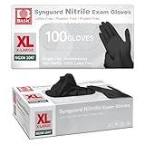 Supmedic Basic Black Nitrile Exam Gloves, Heavy-Duty Powder-Free Non-Sterile Food Safe Cleaning Disposable Medical Glove, 100Pcs (X-Large)