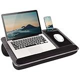 LAPGEAR Home Office Pro Lap Desk with Wrist Rest, Mouse Pad, and Phone Holder - Gray Woodgrain - Fits up to 15.6 Inch Laptops - Style No. 91595