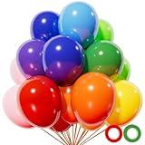 Assorted color Balloon 110pcs, color Latex Balloons 12 inch for Birthday Valentine’s Day Wedding(with 2 Ribbons).