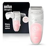 Braun Epilator Silk-épil 5 5-620, Hair Removal Device, Epilator for Women, Shaver & Trimmer, Cordless, Rechargeable, Wet & Dry, 6 Piece Set