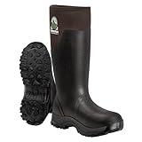 TerraTrax Men's Waterproof Insulated Rubber Hunting Boots – 6mm Neoprene Rain Boots for Outdoor Work, Fishing, Farming & Gardening Brown Size 12