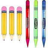 6 Pcs Giant Large Inflatable Crayons Hanging Neon Back to School Pencil Crayons Classroom Decoration for Back to School Classroom Garden Room Birthday Party Decorations, 4 Colors