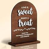 Stofinity Love Is Sweet Sign For Dessert Table Decorations - Love Is Sweet Enjoy A Treat Wood Sign For Wedding, Bridal Shower Decor