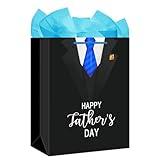 FLYAB Fathers Day Gift Bag - 13" Happy Father's Day Paper Gift Bag with Tissue Paper with Handle Large Gift Bag for Dad Husband Grandpa