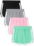Aikuco 4 Packs Girls Athletic Shorts Toddler Soccer Running Active Dolphin Dry-Fit Kids Gym Workout Performance Shorts Mixed Color B 7-8Y